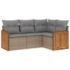 vidaXL Set Divano da Giardino 4 pz con Cuscini Beige in Polyrattan