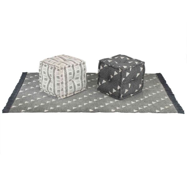vidaXL Pouffes Geometrico Grigio e Bianco 40 x 40 x 40 cm Tessuto