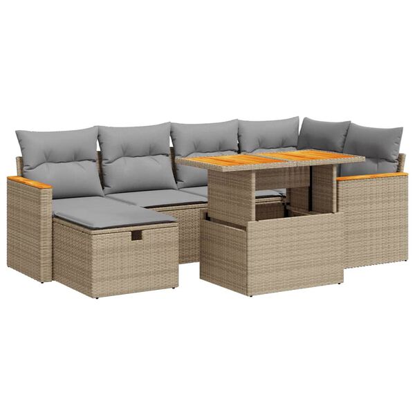 vidaXL Set Divano da Giardino 8 pz con Cuscini Beige in Polyrattan