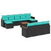 vidaXL Set Divani da Giardino 11 pz con Cuscini Nero in Polyrattan