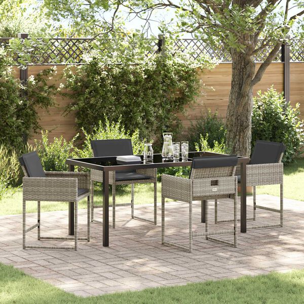 vidaXL Set da Pranzo per Giardino 5 pcs Grigio chiaro polyrattan