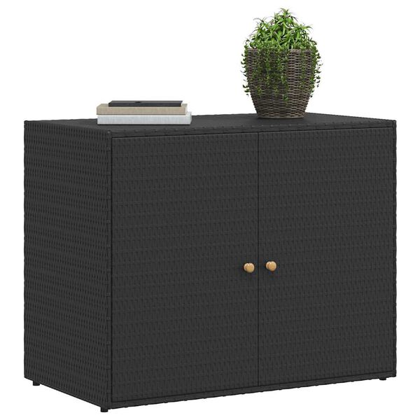 vidaXL Mobiletto da giardino nero 100x55,5x80 cm in polyrattan