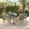 vidaXL Set da Pranzo per Giardino con cuscino 5 pcs Beige polyrattan