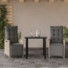 vidaXL Set Pranzo da Giardino 3pz con Cuscini Grigio Chiaro Polyrattan