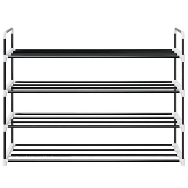 vidaXL Scarpiera con 4 Ripiani in Metallo e Plastica Nero