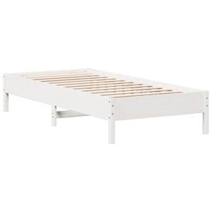 vidaXL Giroletto senza Materasso Bianco 100x200 cm Legno Massello Pino