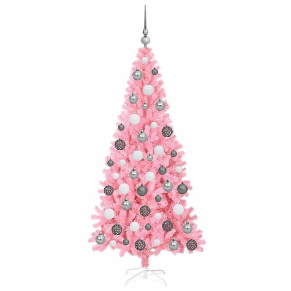 vidaXL Albero di Natale con 300 LED con supporto Rosa 180 cm PVC