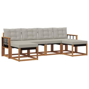 vidaXL Set di divani da esterno 6 pz Grigio Naturale e Chiaro
