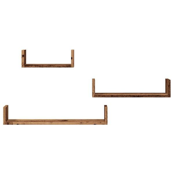 vidaXL Mensole a Parete 3pz Legno Antico in Legno Multistrato