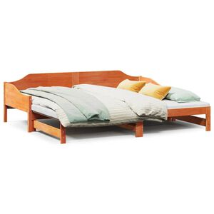 vidaXL Divano con Letto Estraibile Marrone Cera 80x200cm Massello Pino