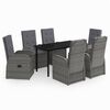 vidaXL Set da Pranzo da Giardino 7 pz con Cuscini Grigio