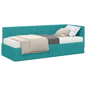 vidaXL Struttura Letto Angolare con Materasso 2 pz Turchese