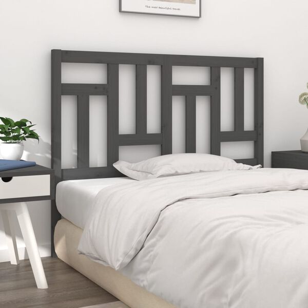vidaXL Testiera per Letto Grigia 125,5x4x100 cm Legno Massello di Pino
