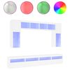 vidaXL Set Mobili TV a Muro 8 pz con Luci LED Bianco