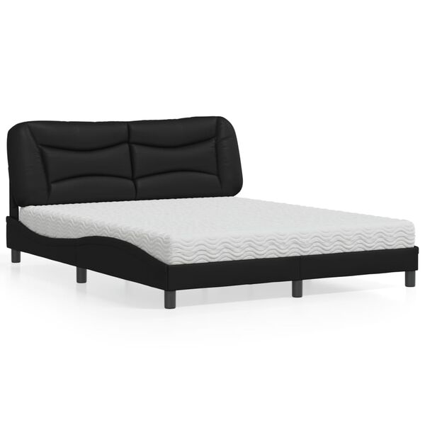 vidaXL Letto con Materasso Hvar Nero 160x200 cm in Similpelle
