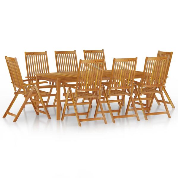 vidaXL Set da Pranzo per Giardino 9 pz in Legno Massello di Acacia