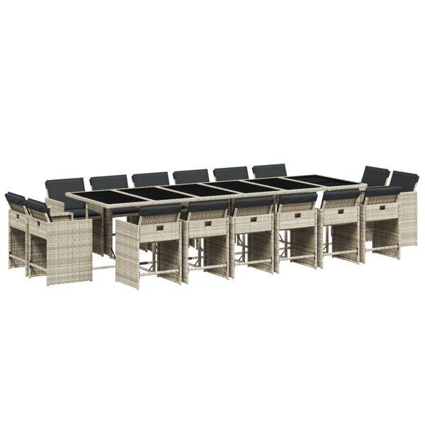 vidaXL Set da Pranzo da Giardino 17pz con Cuscini Grigio in Polyrattan