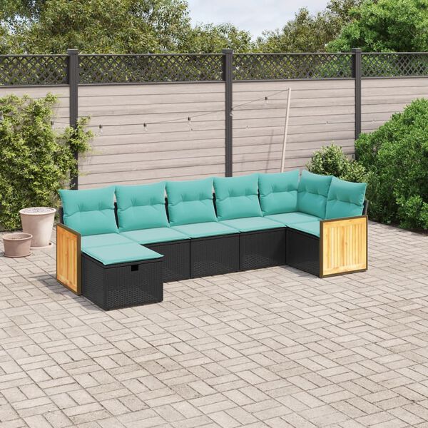 vidaXL Set Divani da Giardino 7 pz con Cuscini Grigio in Polyrattan