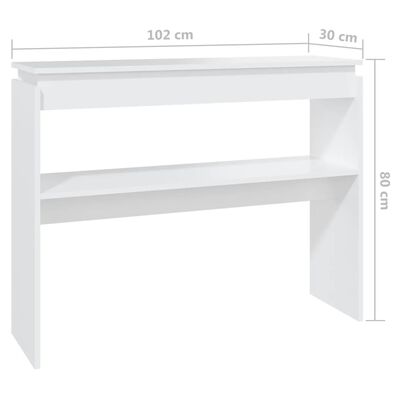 vidaXL Tavolino Consolle Bianco 102x30x80 cm in Legno Multistrato