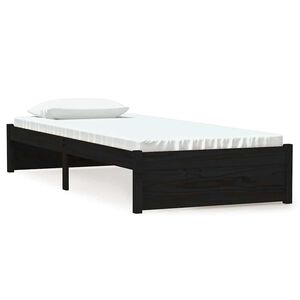 vidaXL Giroletto in Legno Massello Nero 75x190 cm Small Single