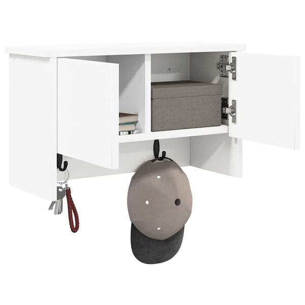 vidaXL Appendiabiti a muro Bianco 50 x 20 x 30 cm Legno multistrato