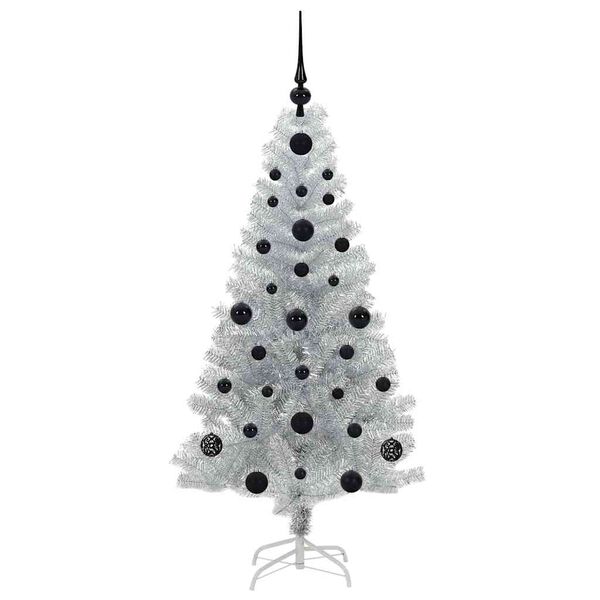 vidaXL Albero di Natale con 150 LED con supporto Argento 120 cm PET