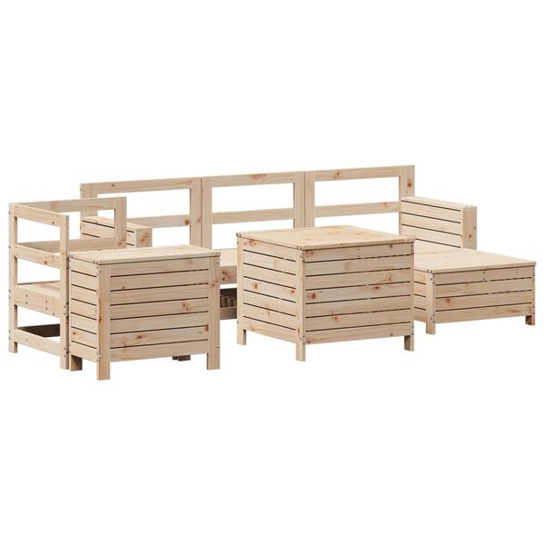 vidaXL Set Divani da Giardino 7 pz in Legno Massello di Pino