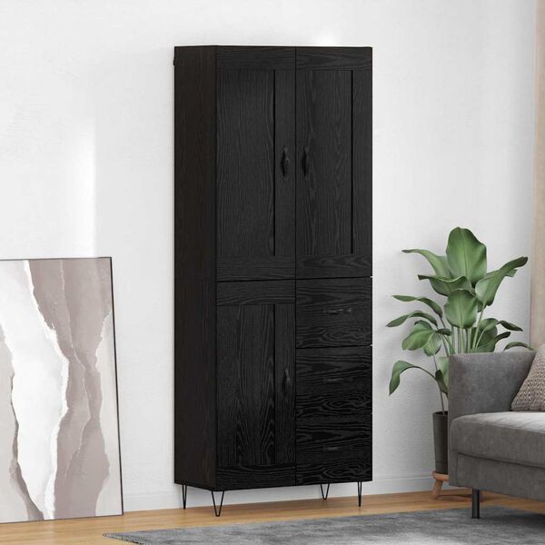 vidaXL Credenza Rovere Nero 69,5 x 34 x 180 cm Legno multistrato