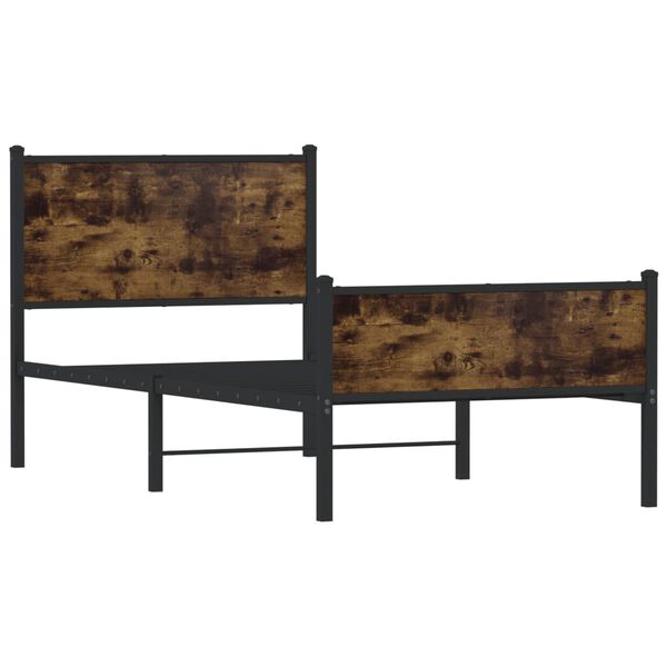 vidaXL Giroletto senza Materaso in Metallo Rovere Fumo 80x200 cm