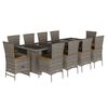 vidaXL Set da Pranzo da Giardino 11pz con Cuscini in Polyrattan Grigio