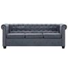 vidaXL Set Divani Chesterfield in Finta Pelle Scamosciata Grigio
