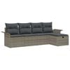 vidaXL Set Divano da Giardino 5 pz Grigio polyrattan