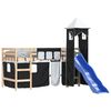 vidaXL Letto a Soppalco con Torre Bambini Bianco e Nero 80x200cm Pino
