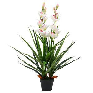 vidaXL Orchidea Cymbidium Artificiale con Vaso 100 cm Verde