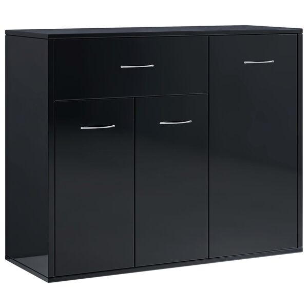 vidaXL Credenza Nero Lucido 88x30x70 cm in Legno Multistrato