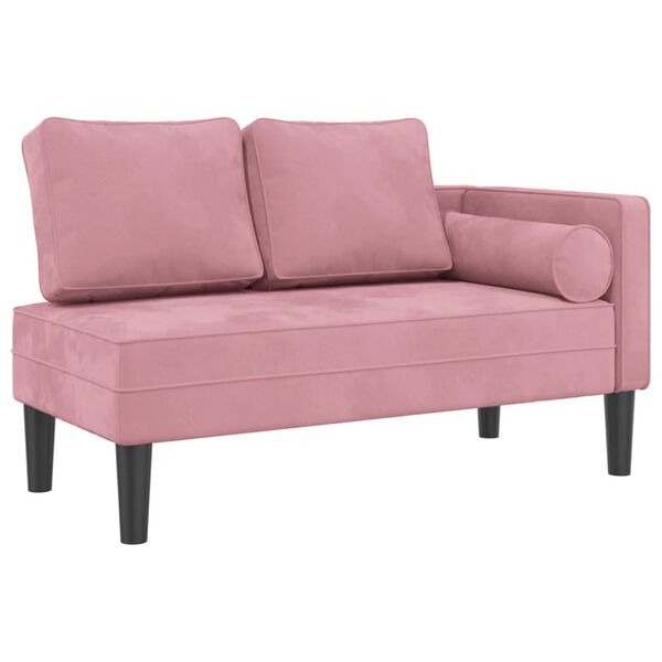 vidaXL Chaise Lounge con Cuscini Rosa in Velluto