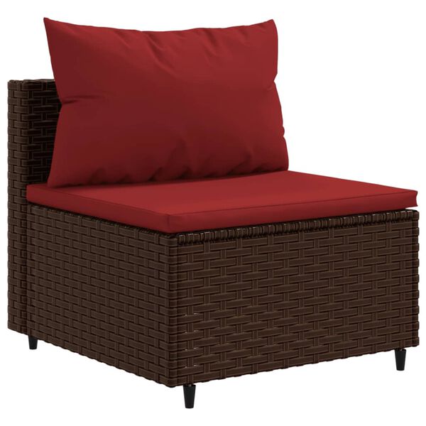 vidaXL Set Divani da Giardino 8 pz con Cuscini in Polyrattan Marrone