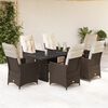 vidaXL Set Bistr&ograve; da Giardino 7 pz con Cuscini in Polyrattan Marrone