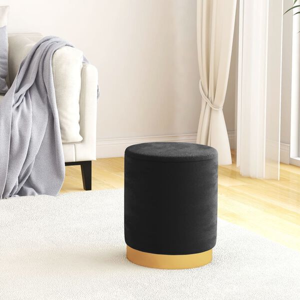 vidaXL Sgabello Rotondo con Contenitore Nero in Velluto 31 x 37 cm