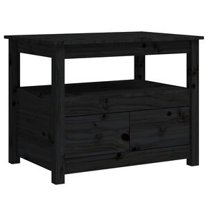 vidaXL Tavolino da Salotto Nero 71x49x55cm in Legno Massello di Pino