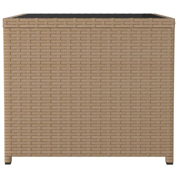 vidaXL Tavolino con Piano Vetro Beige in Polyrattan e Vetro Temperato
