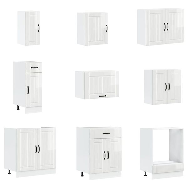 vidaXL Set Mobili da Cucina 14 pz Lucca Bianchi Lucido in Truciolato