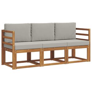vidaXL Set di divani da esterno 3 pcs Grigio Naturale e Chiaro