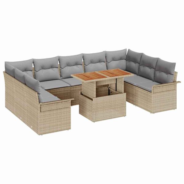 vidaXL Set Divano da Giardino con cuscino 10 pcs beige e grigio chiaro