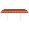 vidaXL Tenda da Sole Retrattile Manuale Pali 4x3,5 m Arancio Marrone