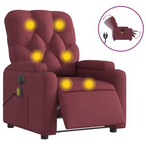 vidaXL Poltrona Massaggiante Reclinabile Elettrica Rosso Vino Tessuto
