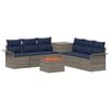 vidaXL Set di divani 8 pz Grigio e Blu Navy Rattan sintetico e Acciaio