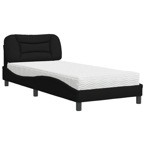 vidaXL Letto con Materasso Hvar Nero 90x200 cm in Tessuto