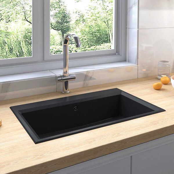 vidaXL Lavello da cucina Nero 79 x 50 x 31 cm Granito