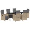 vidaXL Set da Pranzo per Giardino con cuscino 7 pcs Beige polyrattan